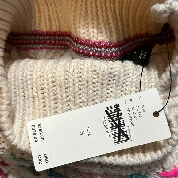 Anthropologie Wendy Wurtzburger Stitch Mix Fisherman Crewneck Sweater Small NWT - Picture 7 of 16